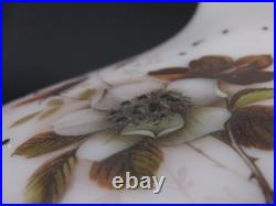 Antique Aladdin Oil Lamp No. 11 w Hurricane & Floral Pink Milk Glass Shade