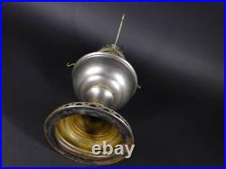 Antique Aladdin Oil Lamp No. 11 w Hurricane & Floral Pink Milk Glass Shade