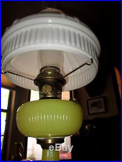 Antique Aladdin Oil Lamp Yellow Vertique Fixture Shelf Mantel Deco Uranium 1938