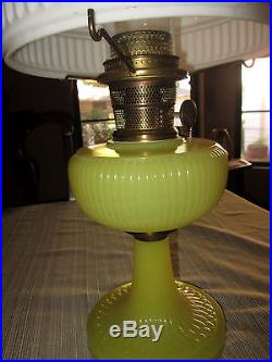 Antique Aladdin Oil Lamp Yellow Vertique Fixture Shelf Mantel Deco Uranium 1938