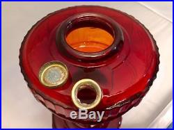 Antique Aladdin Red Amberina B Oil Lincoln Drape Lamp Tall 10 1/2 Not Scalloped