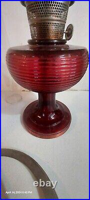 Antique Aladdin Ruby Red Beehive Lamp