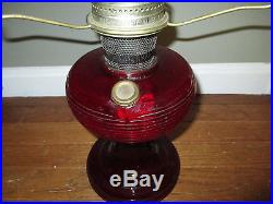 Antique Aladdin Ruby Red Beehive Lamp withSpider and Burner