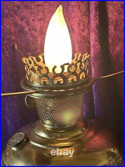 Antique Aladdin Solid Brass Oil Kerosene Floor Lamp Converted to Electricity