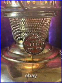 Antique Aladdin Solid Brass Oil Kerosene Floor Lamp Converted to Electricity