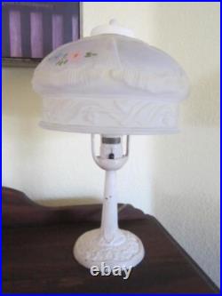 Antique Aladdin Table Lamp With Period Glass Shade Marked Aladdin Mfg
