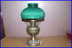 Antique Aladdin Table Oil Lamp With Green Shade NICE ORIGNALFRESH ESTATE FIND