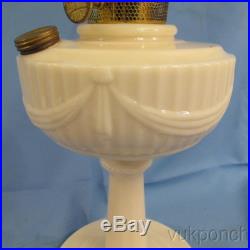 Antique Aladdin Tall Lincoln Drape Glass Kerosene Lamp Model B Milk White