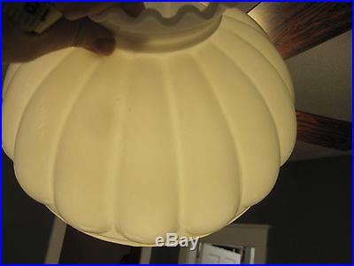Antique Aladdin WHITE Glass Oil Kerosene Lamp Shade Original GLOBE RUFFLED TOP