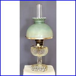 Antique Aladdin Washington Drape Clear Glass Oil Lamp NU-Type Model B Green