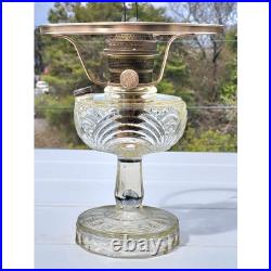 Antique Aladdin Washington Drape Clear Glass Oil Lamp NU-Type Model B Green