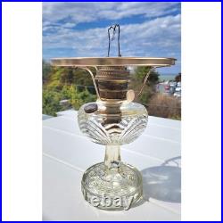 Antique Aladdin Washington Drape Clear Glass Oil Lamp NU-Type Model B Green