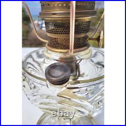 Antique Aladdin Washington Drape Clear Glass Oil Lamp NU-Type Model B Green