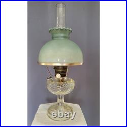 Antique Aladdin Washington Drape Clear Glass Oil Lamp NU-Type Model B Green
