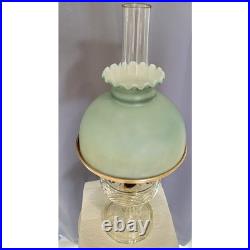 Antique Aladdin Washington Drape Clear Glass Oil Lamp NU-Type Model B Green