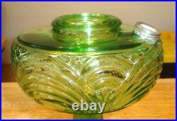 Antique Aladdin Washington Drape Green Uranium Oil Lamp Fount/Base Only Glows