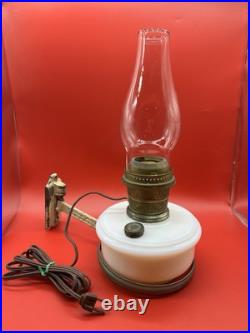 Antique Aladdin White Alacite Style # 177 Oil/Electric Shelf Hanging Lamp