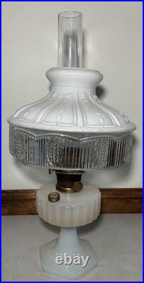 Antique Aladdin White Moonstone B-110 Corinthian Oil Lamp 1935-1936 With Shade
