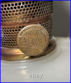 Antique Aladdin White Moonstone B-110 Corinthian Oil Lamp 1935-1936 With Shade