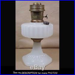 Antique Aladdin White Moonstone Cathedral Kerosene Table Lamp Model 23 Burner