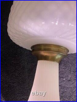 Antique Aladdin White Moonstone Diamond Quilt Lamp, 1937 withNu-Type B Burner