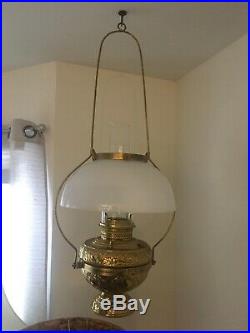 Antique Aladdin kerosene Center Draft Office Parlor General Store hanging lamp