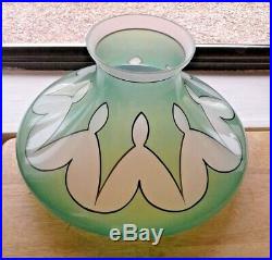 Antique Art Deco Glass Kerosene Oil Lamp Shade Old Retro Aladdin MCM Green