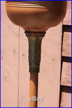 Antique Art Nouveau Aladdin Floor Lamp Torchiere Opaque Milk Glass Kersone Lamp