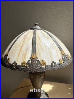 Antique Art Nouveau Slag Glass Table Lamp Shade