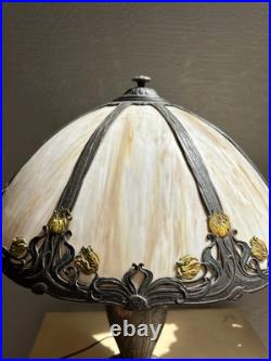 Antique Art Nouveau Slag Glass Table Lamp Shade