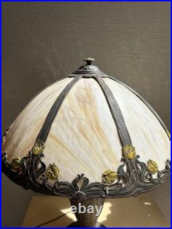 Antique Art Nouveau Slag Glass Table Lamp Shade