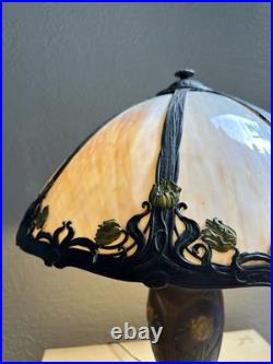 Antique Art Nouveau Slag Glass Table Lamp Shade