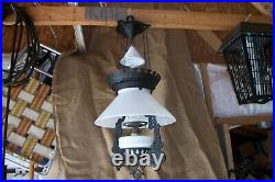 Antique B&H Bradley and Hubbard hanging kerosene oil lamp-pull down/Not Aladdin