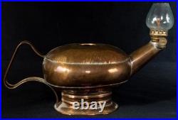 Antique Brass Aladdin Genie Oil Lamp with Pebbled Glass Shade