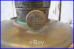 Antique Brass Aladdin Kerosene / Oil Lamp With Model B Burner U. P RR Railroad