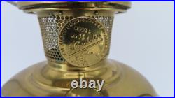 Antique Brass Aladdin Oil Lamp No 10 Blue Satin Quilted Diamond Glass Shade 10