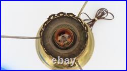 Antique Brass Aladdin Oil Lamp No 10 Blue Satin Quilted Diamond Glass Shade 10