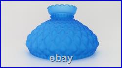 Antique Brass Aladdin Oil Lamp No 10 Blue Satin Quilted Diamond Glass Shade 10