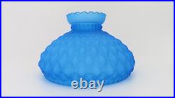 Antique Brass Aladdin Oil Lamp No 10 Blue Satin Quilted Diamond Glass Shade 10