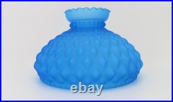 Antique Brass Aladdin Oil Lamp No 10 Blue Satin Quilted Diamond Glass Shade 10