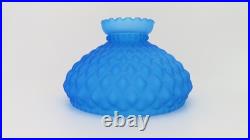 Antique Brass Aladdin Oil Lamp No 10 Blue Satin Quilted Diamond Glass Shade 10