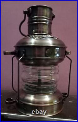 Antique Brass & Copper Anchor Oil Lamp Maritime Ship Copper Antique Lantern 10
