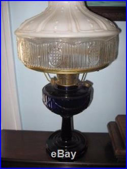 Antique Cobalt Blue Tall Lincoln Drape Aladdin Lamp