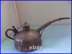 Antique Copper & Brass Kerosene Oil Lamp Filler Can withCap UNIQUE SHAPE