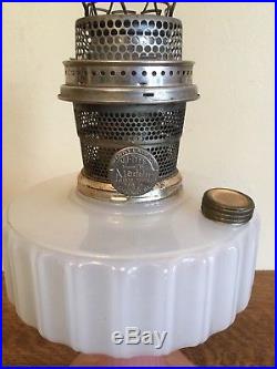 Antique Corinthian B-126 Rose & White Moonstone Aladdin Lamp Kerosene Oil Lamp