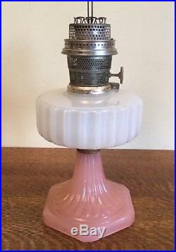 Antique Corinthian B-126 Rose & White Moonstone Aladdin Lamp Kerosene Oil Lamp