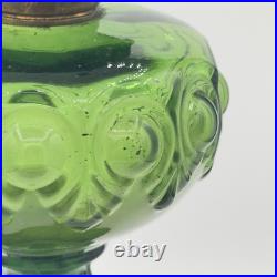 Antique Diamond Glass Bullseye Emerald Green Oil Kerosene Lamp c1902 Canada