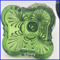 Antique Diamond Glass Bullseye Emerald Green Oil Kerosene Lamp c1902 Canada