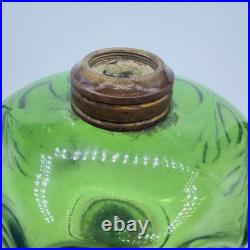 Antique Diamond Glass Bullseye Emerald Green Oil Kerosene Lamp c1902 Canada Antique Diamond Glass Bullseye Emerald Green Oil Kerosene Lamp c1902 Canada