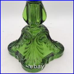 Antique Diamond Glass Bullseye Emerald Green Oil Kerosene Lamp c1902 Canada